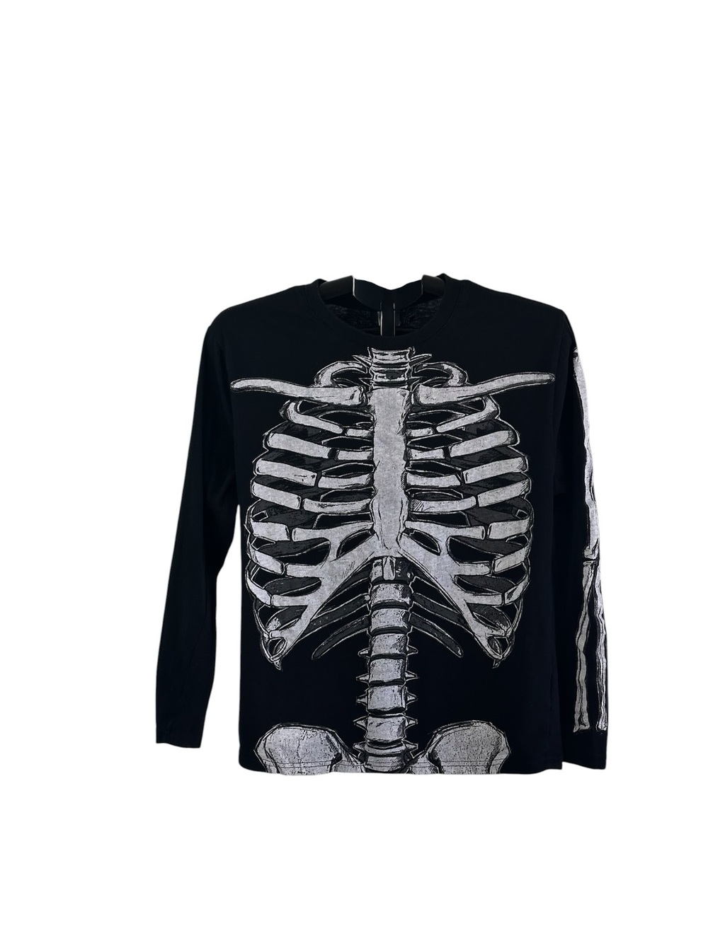 Spirit Skeleton Anatomy Graphic Long Sleeve Shirt Black Small Y2K Goth Unisex